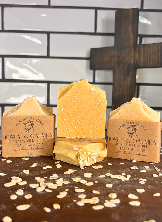 Honey & Oatmeal Goat's Milk & Beef Tallow Soap Bar