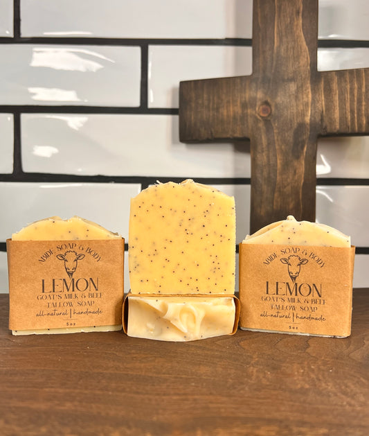 Lemon Poppy Seed Goat's Milk & Beef Tallow Soap Bar